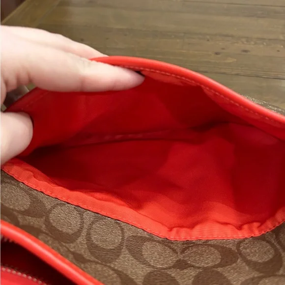 Coach Signature File Crossbody Bag with Bright Orange Trim - Picture 6 of 12